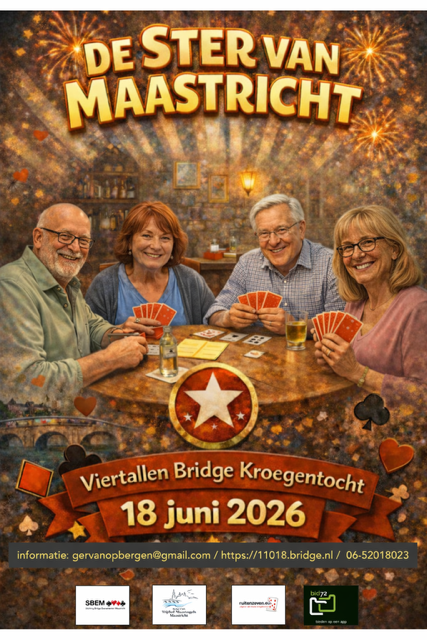"Ster van Maastricht" - Bridge Viertallen Kroegentocht donderdag 18 juni 2026